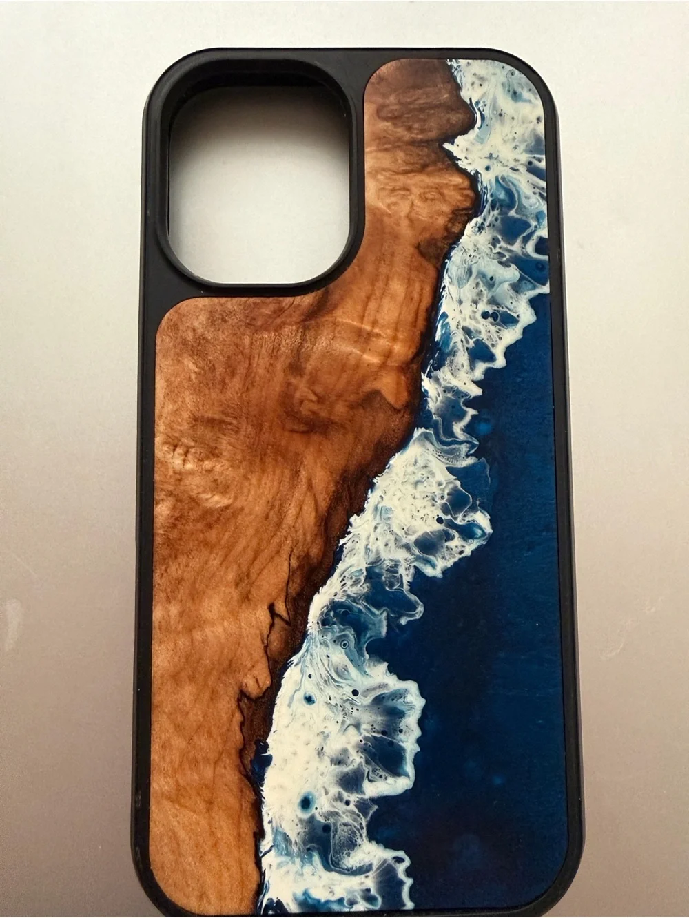 Carved Ocean Resin Wood iPhone 16 Case